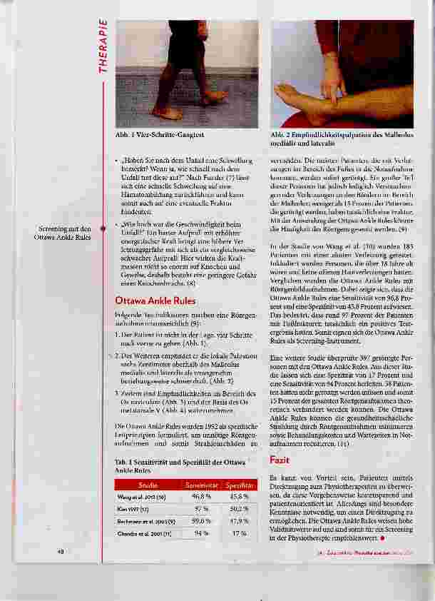 Vorschauseite 2: Screening in der Physiotherapie: Ottawa Ankle Rules Erkennung von Fufefrakturen im potenziellen Direktzugang
