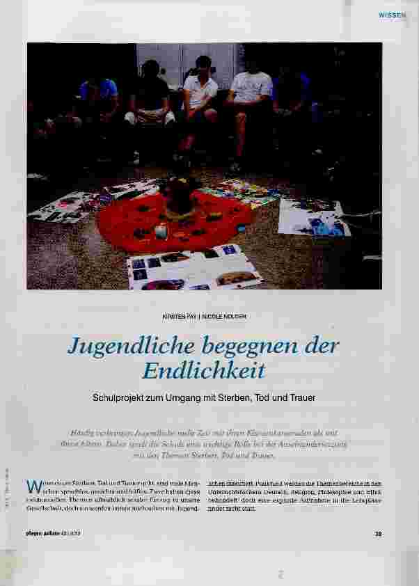 Vorschauseite 1: Jugendliche begegnen der Endlichkeit