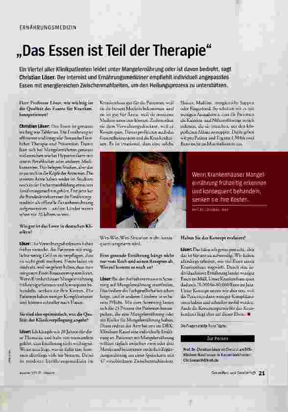Vorschauseite 1: „Das Essen ist Teil der Therapie“