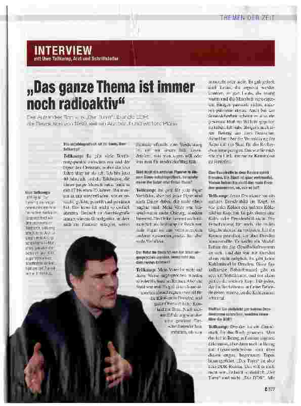 Vorschauseite 1: „Das ganze Thema ist immer noch radioaktiv