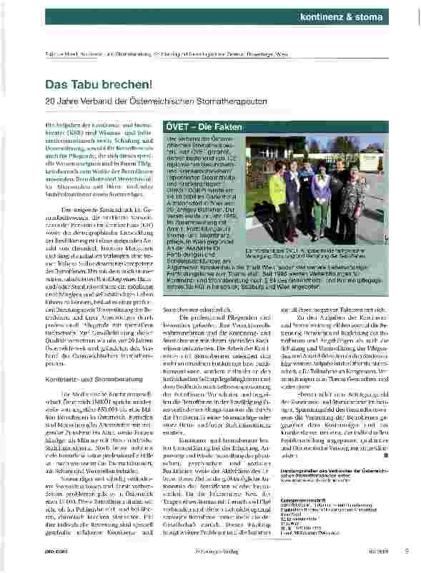 Vorschauseite 1: Das Tabu brechen! 20 Jahre Verband der Österreichischen Stomatherapeuten