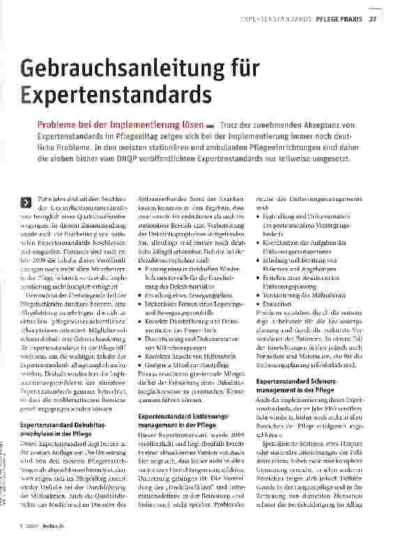 Vorschauseite 1: Gebrauchsanleitung für Expertenstandards