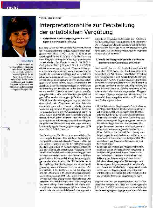 Vorschauseite 1: Interpretationshilfe zur Feststellung der ortsüblichen Vergütung
