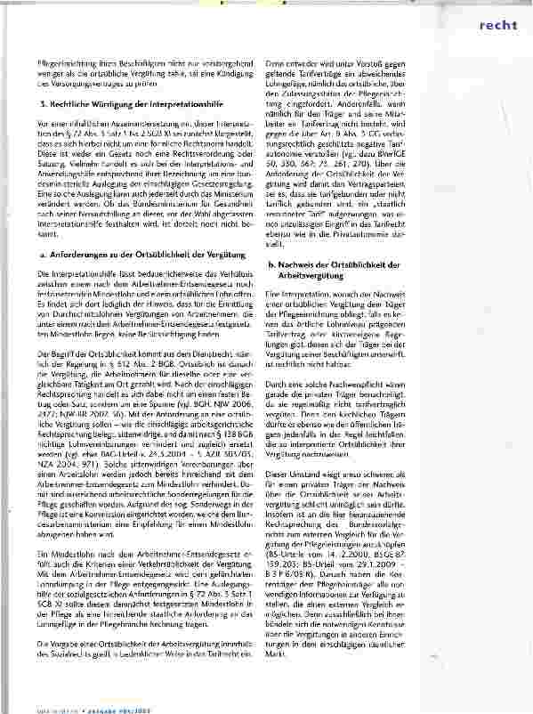 Vorschauseite 2: Interpretationshilfe zur Feststellung der ortsüblichen Vergütung