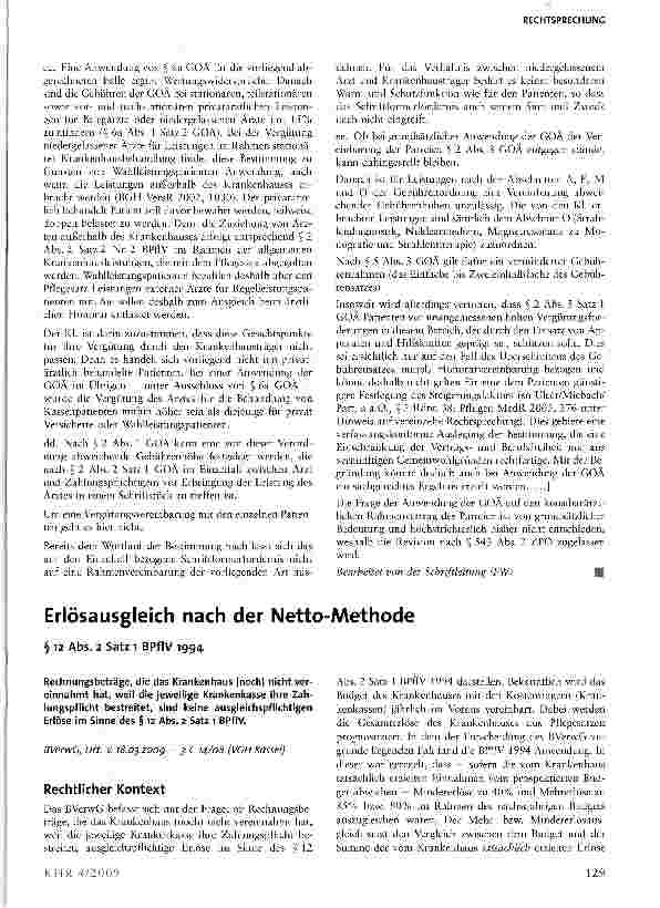Vorschauseite 1: Erlösausgleich nach der Netto-Methode