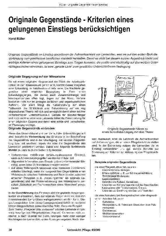Vorschauseite 1: Originale Gegenstände - Kriterien eines gelungenen Einstiegs berücksichtigen