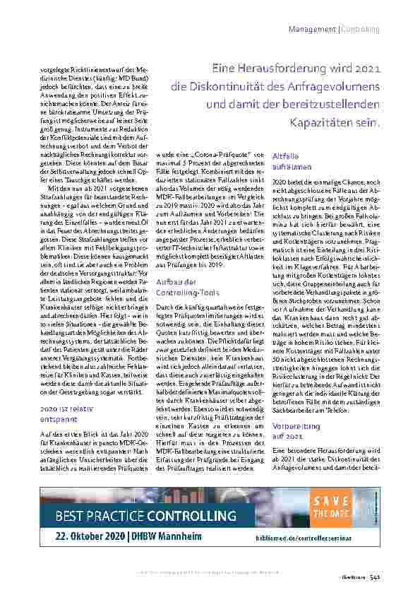 Vorschauseite 2: MDK-Prüfung 2020 ist das Jahr zum Aufräumen.