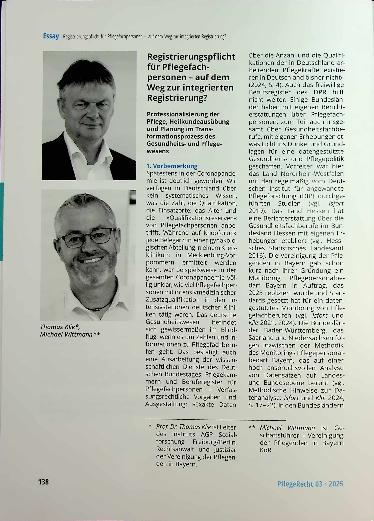 Vorschauseite 1: Registrierungspflicht für Pflegefachpersonen - auf dem Weg zur integrierten Registrierung?