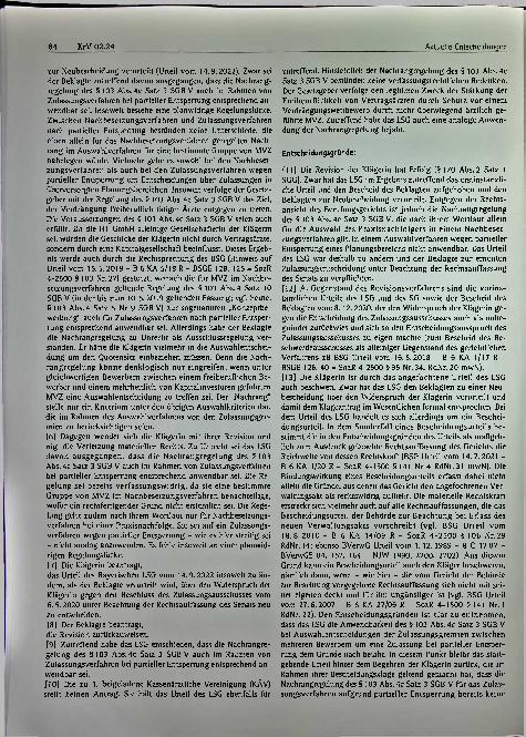 Vorschauseite 2: Vertragsärztliche Versorgung ♦ Medizinisches Versorgungszentrum (MVZ) - Nachrangregelung des §103 Abs. 4c S. 3 SGBV - keine Anwendung in einem Auswahlverfahren wegen partieller En…