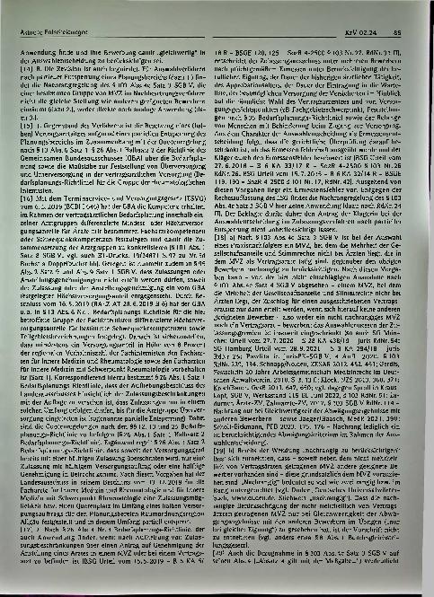 Vorschauseite 3: Vertragsärztliche Versorgung ♦ Medizinisches Versorgungszentrum (MVZ) - Nachrangregelung des §103 Abs. 4c S. 3 SGBV - keine Anwendung in einem Auswahlverfahren wegen partieller En…