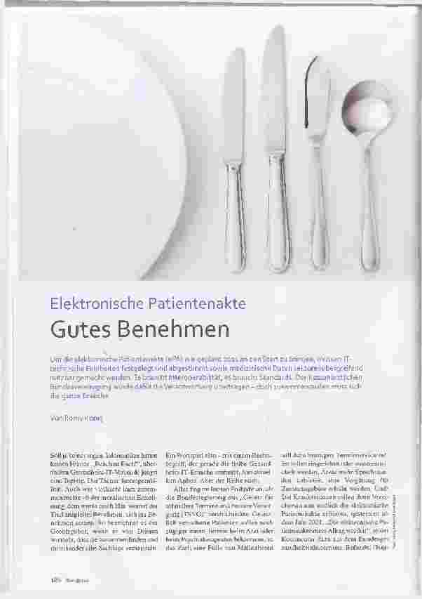 Vorschauseite 1: Elektronische Patientenakte. Gutes Benehmen.