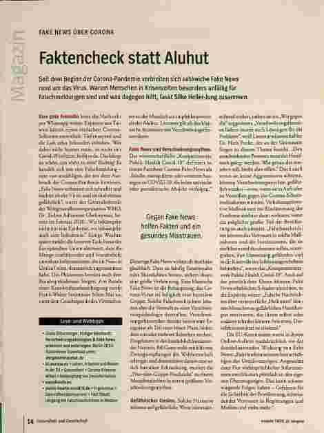 Vorschauseite 1: FAKE NEWS ÜBER CORONA Faktencheck statt Aluhut