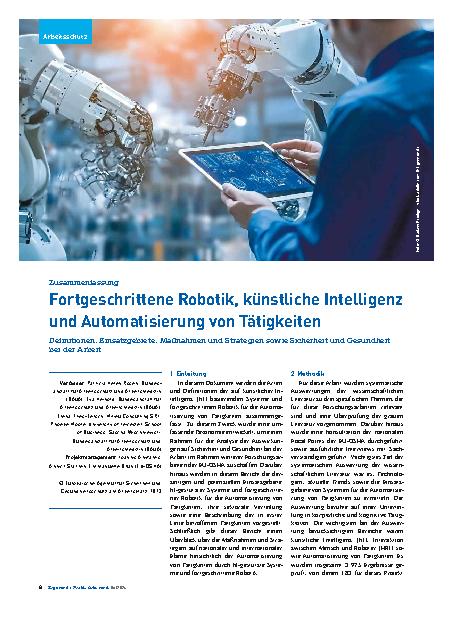 Vorschauseite 1: Fortgeschrittene Robotik, künstliche Intelligenz und Automatisierung von Tätigkeiten
