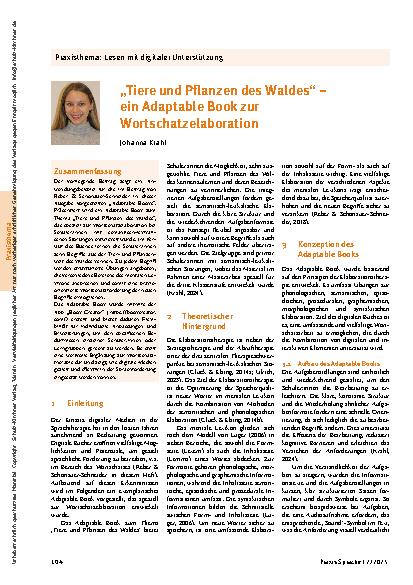 Vorschauseite 1: „Tiere und Pflanzen des Waldes“ – ein Adaptable Book zur Wortschatzelaboration
