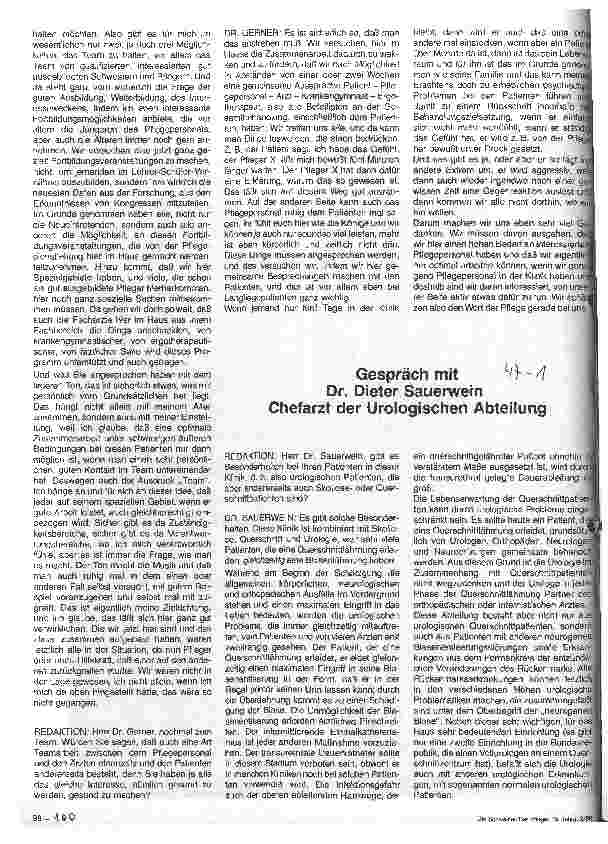 Vorschauseite 2: Gespräch mit Dr. Hans-Jürgen Gerner Chefarzt des Zentrums für Rückenmarkverletzte