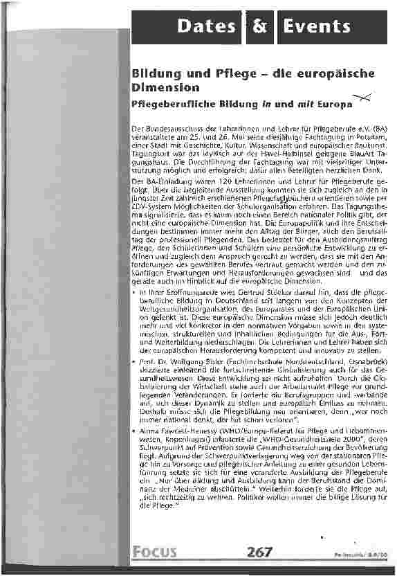 Vorschauseite 1: Bildung und Pflege - die europäische Dimension Pflegeberufliche Bildung in und mit Europa