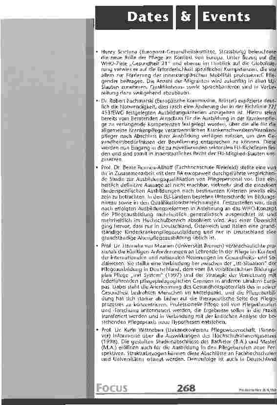 Vorschauseite 2: Bildung und Pflege - die europäische Dimension Pflegeberufliche Bildung in und mit Europa