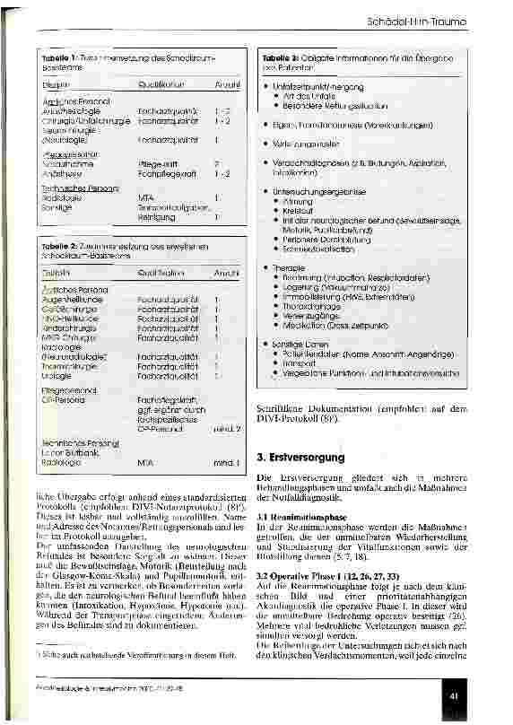 Vorschauseite 3: Empfehlungen zur Erstversorgung des Patienten mit Schädel-Hirn-Trauma bei Mehrfachverletzung