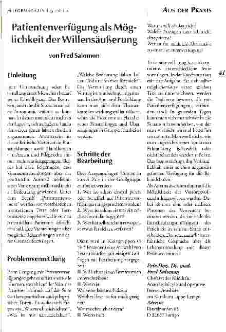 Vorschauseite 1: Patientenverfügung als Möglichkeit der Willensäußerung