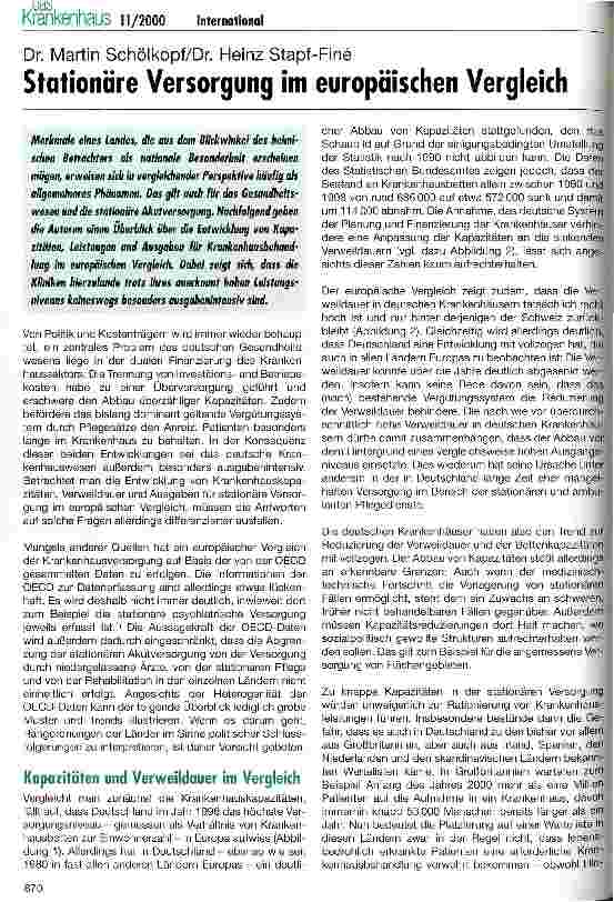 Vorschauseite 1: Stationäre Versorgung im europäischen Vergleich