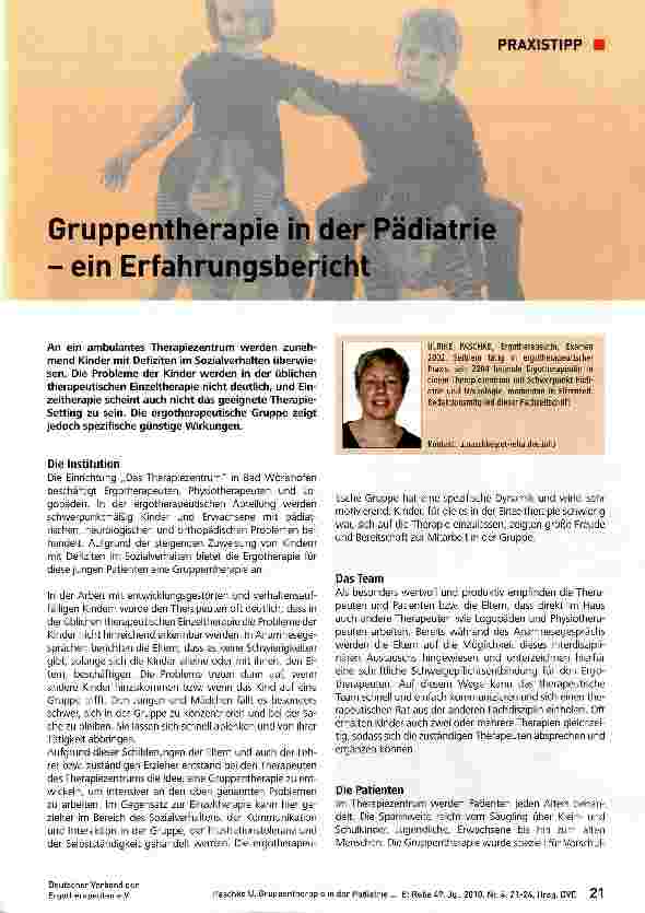 Vorschauseite 1: Gruppentherapie in der Pädiatrie - ein Erfahrungsbericht