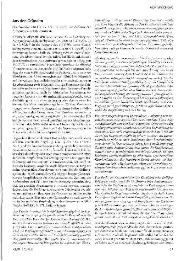 Vorschauseite 2: Zahlung der Aufwandspauschale nach § 275 Abs. ic Satz 3 SGB V bei fehlerhafter Kodierung