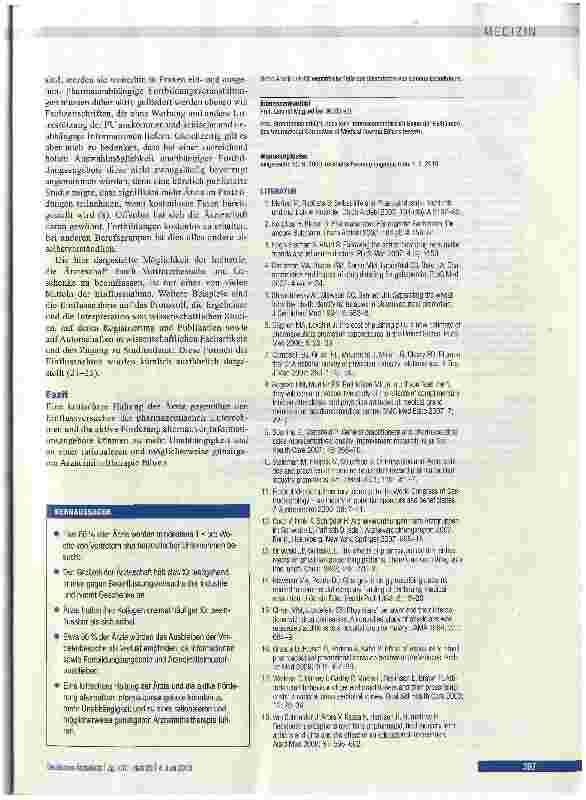 Vorschauseite 6: Eine Befragung niedergelassener Fachärzte zum Umgang mit Pharmavertretern