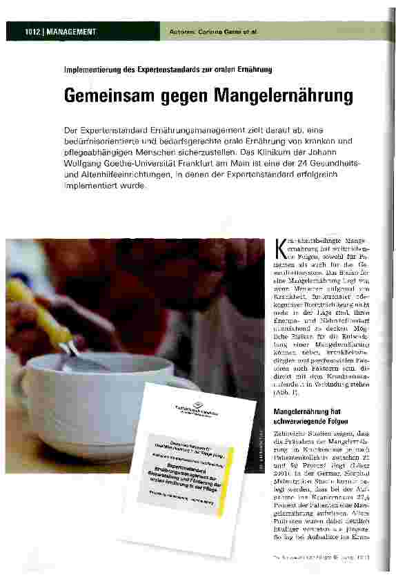 Vorschauseite 1: Gemeinsam gegen Mangelernährung