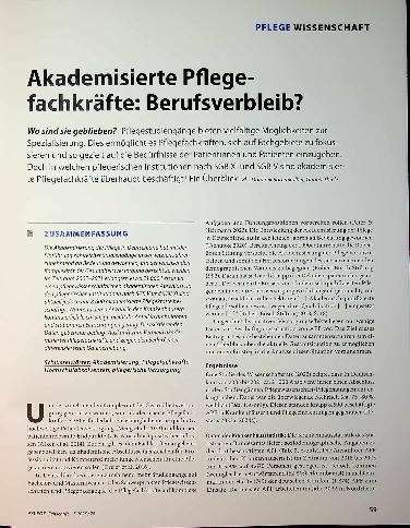 Vorschauseite 1: Akademisierte Pflegefachkräfte: Berufsverbleib?