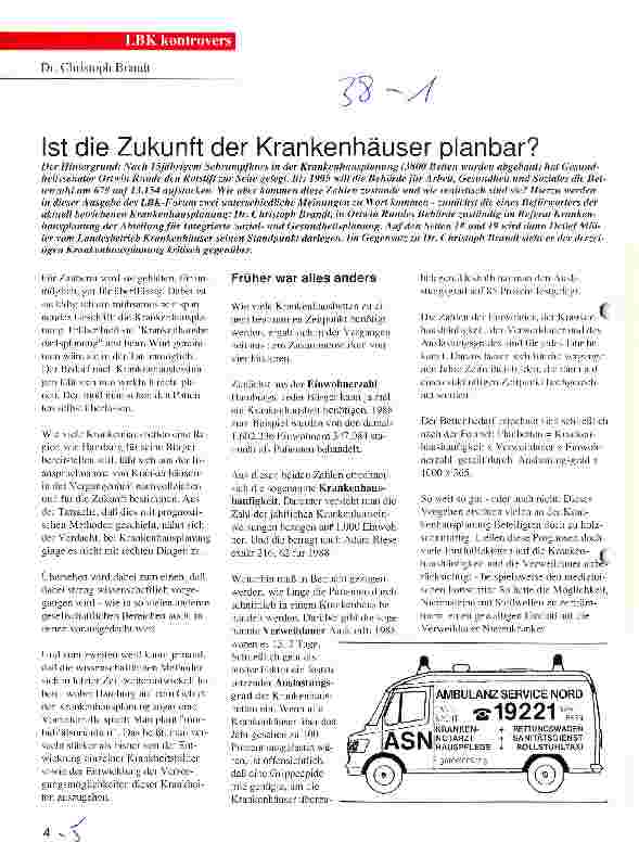 Vorschauseite 1: Ist die Zukunft der Krankenhäuser planbar?