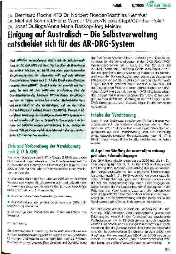 Vorschauseite 1: Einigung auf Australisch - Die Selbstverwaltung entscheidet sich für das AR-DRG-System