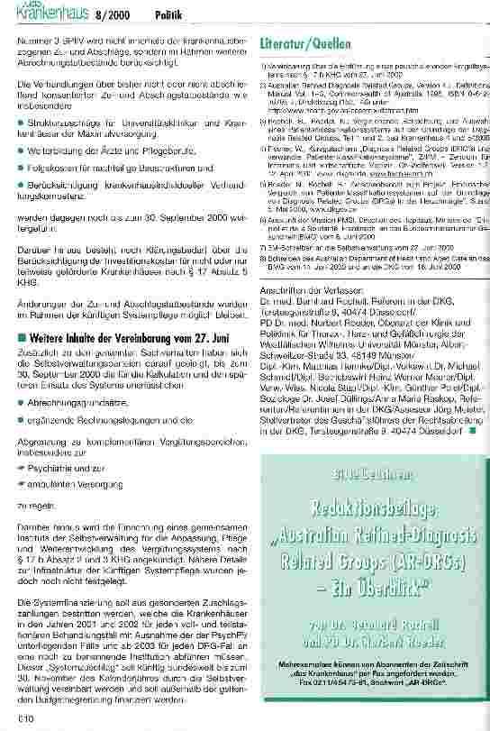 Vorschauseite 6: Einigung auf Australisch - Die Selbstverwaltung entscheidet sich für das AR-DRG-System