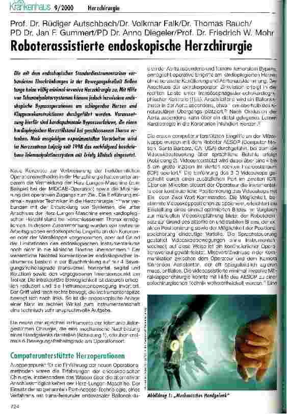 Vorschauseite 1: Roboterassistierte endoskopische Herzchirurgie