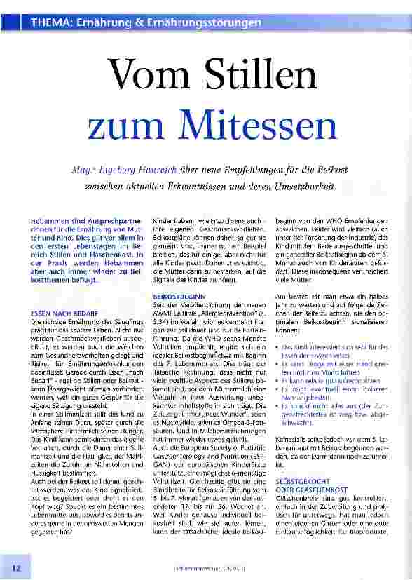 Vorschauseite 1: Vom Stillen zum Mitessen
