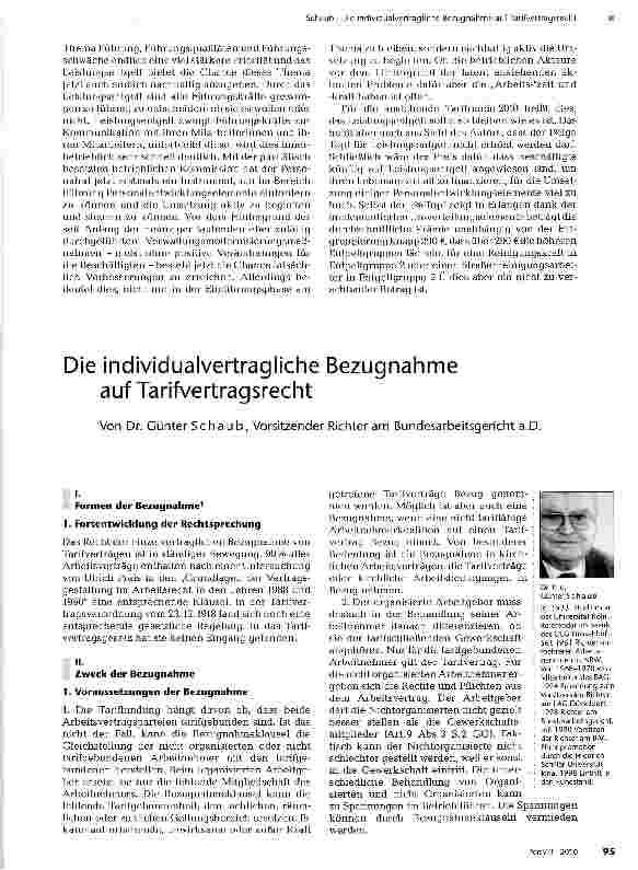 Vorschauseite 1: Die individualvertragliche Bezugnahme auf Tarifvertragsrecht
