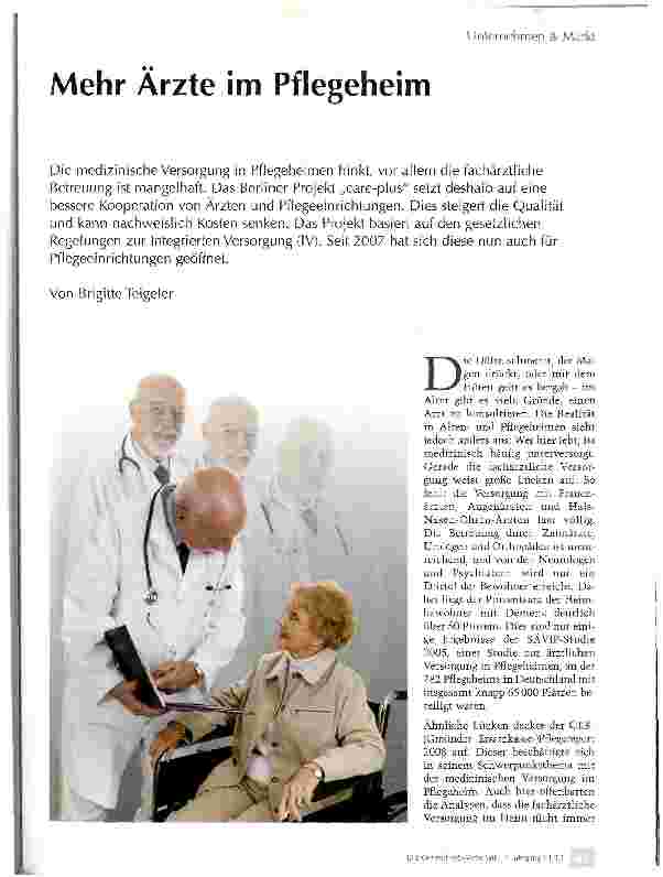 Vorschauseite 1: Mehr Ärzte im Pflegeheim