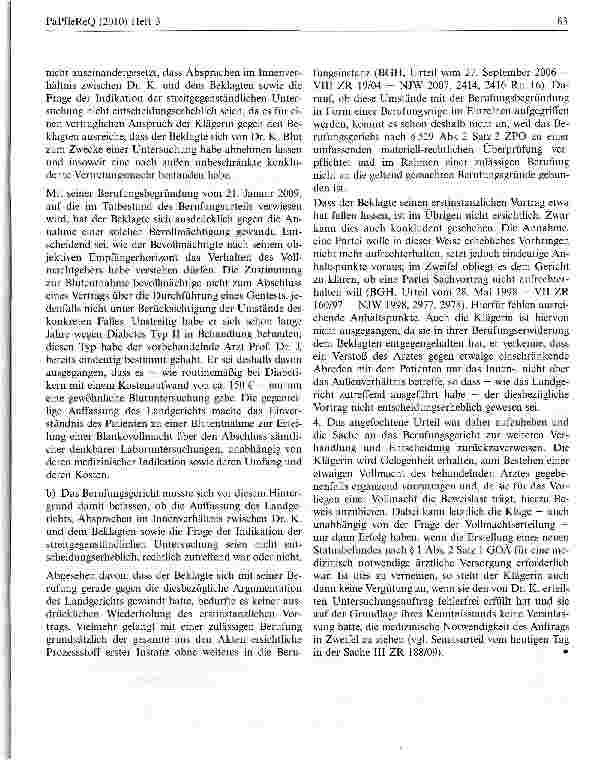 Vorschauseite 4: Zum Umfang einer Innenvollmacht die der Patient erteilt BGH, Urt. v. 14.01.2010 - III ZR 173/09