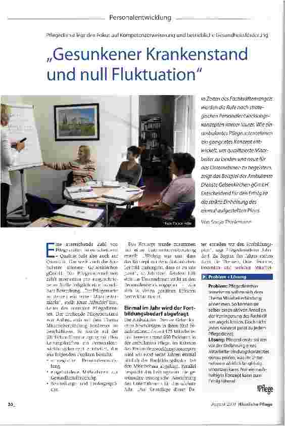 Vorschauseite 1: „Gesunkener Krankenstand und null Fluktuation