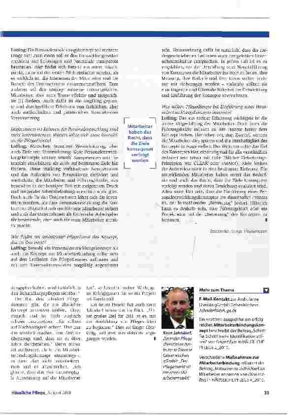 Vorschauseite 4: „Gesunkener Krankenstand und null Fluktuation