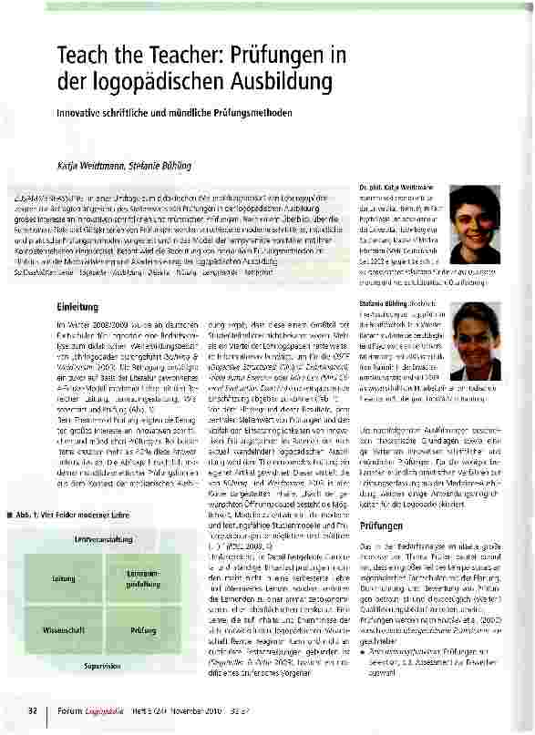 Vorschauseite 1: Teach the Teacher: Prüfungen in der logopädischen Ausbildung