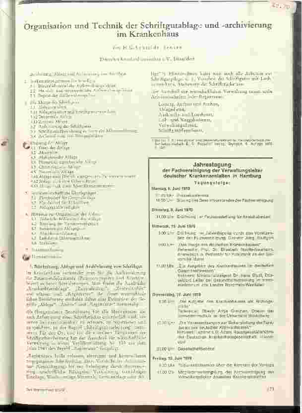 Vorschauseite 1: Organisation u. Technik der Schriftgutablage u. Archivierung