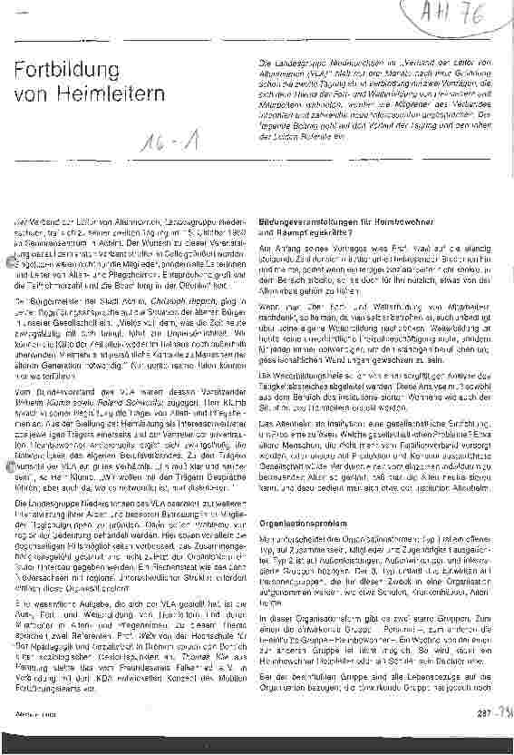 Vorschauseite 1: Fortbildung von Heimleitern