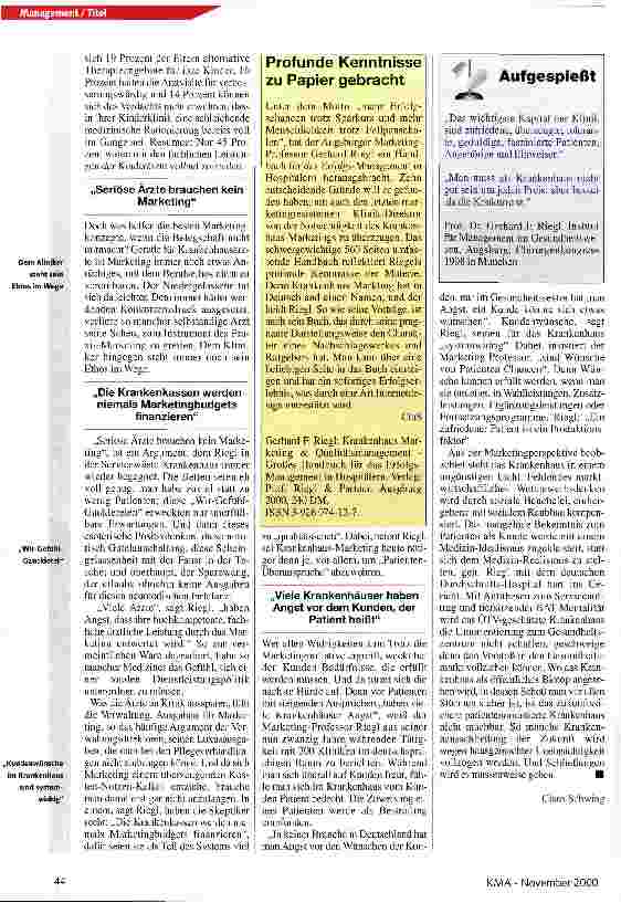 Vorschauseite 3: Positiv denken mit der Faust in der Tasche Krankenhaus-Marketing: Überlebensstrategie für Krankenhäuser