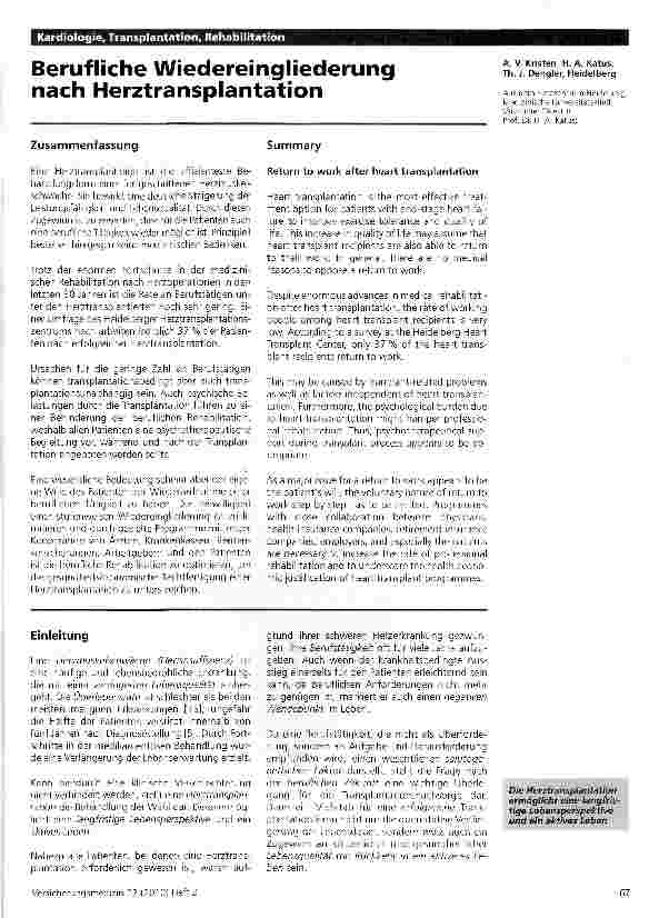 Vorschauseite 1: Berufliche Wiedereingliederung nach Herztransplantation