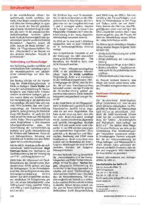 Vorschauseite 2: BeKD gründet neue Sektion „Kinderintensivpflege