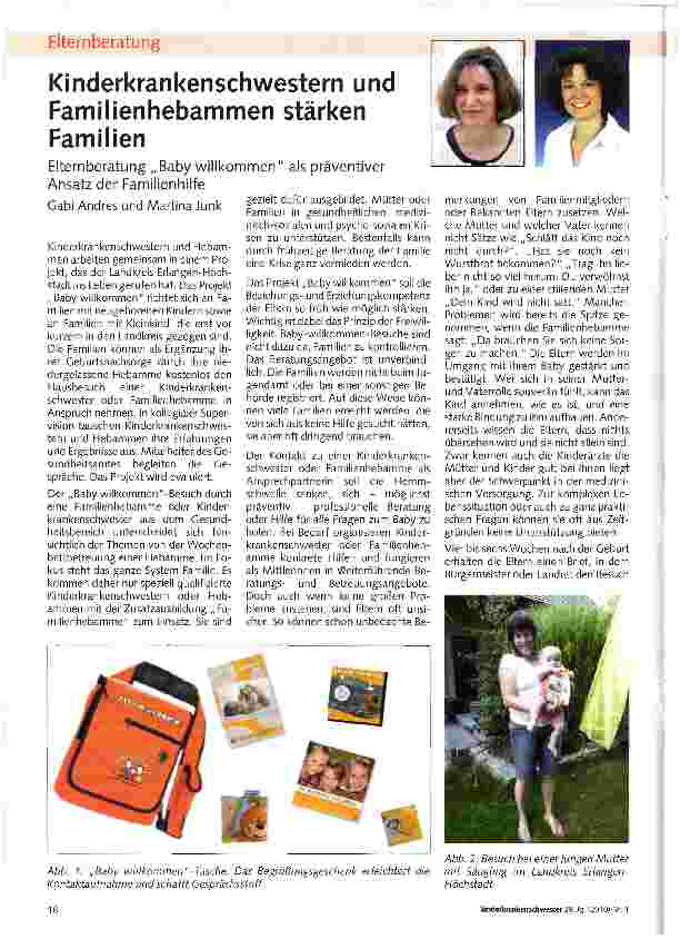 Vorschauseite 1: Kinderkrankenschwestern und Familienhebammen stärken Familien. Elternberatung Kinderkrankenschwestern und Familienhebammen stärken Familien