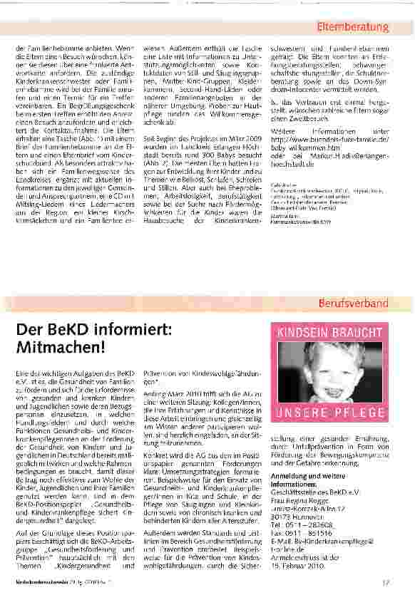 Vorschauseite 2: Kinderkrankenschwestern und Familienhebammen stärken Familien. Elternberatung Kinderkrankenschwestern und Familienhebammen stärken Familien