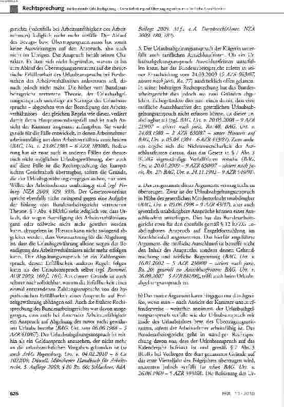 Vorschauseite 4: Rückwirkende Urlaubsabgeltung - Keine Befristung auf Übertragungszeitraum - Tarifliche Ausschlussfrist