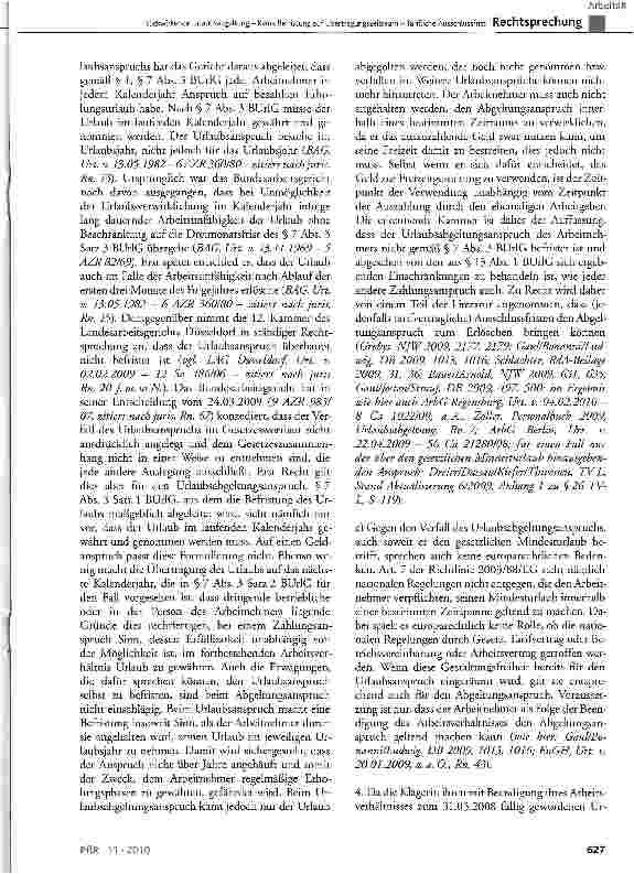 Vorschauseite 5: Rückwirkende Urlaubsabgeltung - Keine Befristung auf Übertragungszeitraum - Tarifliche Ausschlussfrist