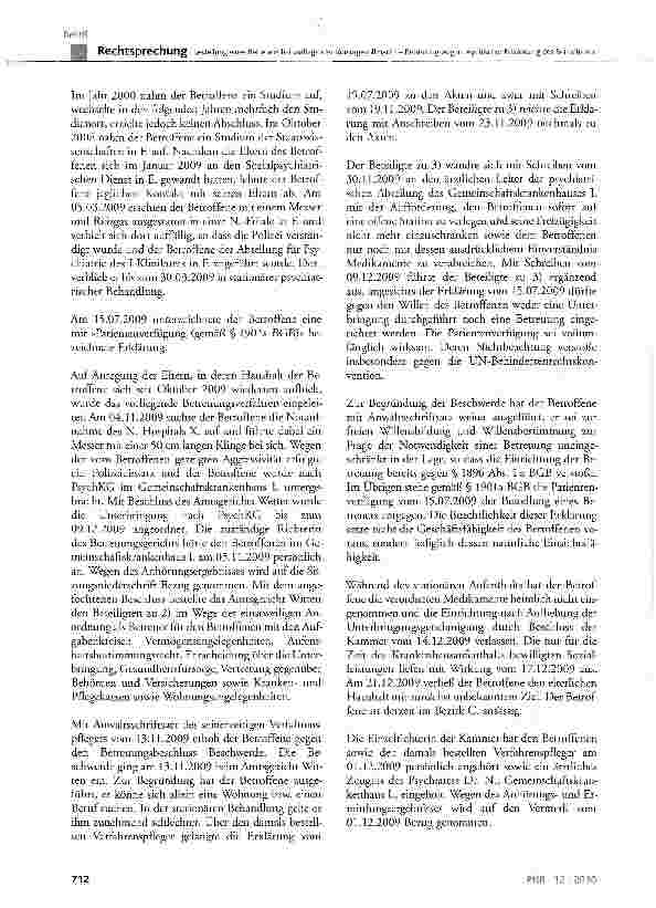 Vorschauseite 2: Bestellung eines Betreuers bei vorliegender Vorsorgevollmacht - Betreuung wegen psychischer Erkrankung des BetroffenenBGB § 1896 Abs. 1 a; FamFG § 300 Abs. 1 Satz 1